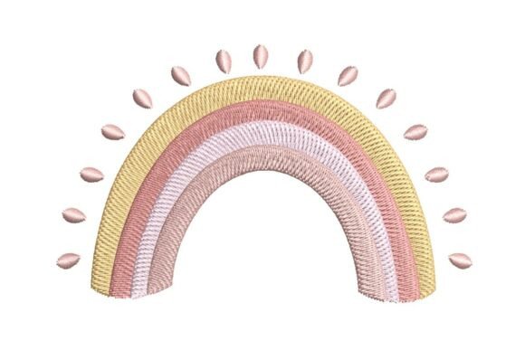 Download Pastel Rainbow Arch with Radiant Drops Embroidery Design - Rainbow Collection
