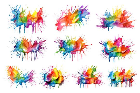 Download Rainbow Paint Splash, Paint Splatter Set - Rainbow Collection