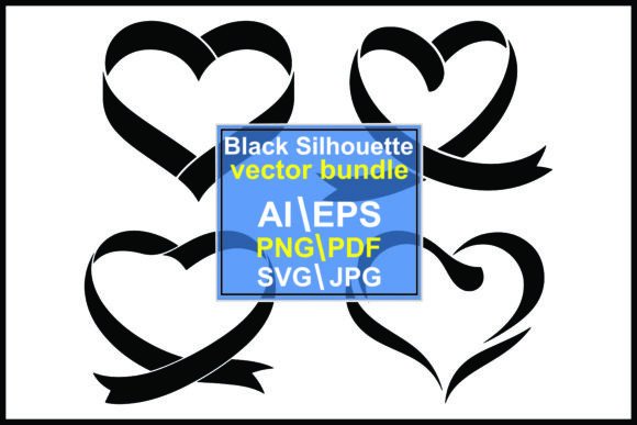 Download Silhouette Ribbon Hearts Vector Bundle - Ribbon Collection
