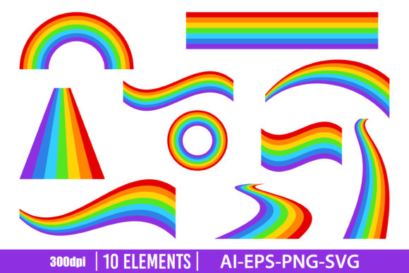 Download Rainbow Clipart Set - Rainbow Collection