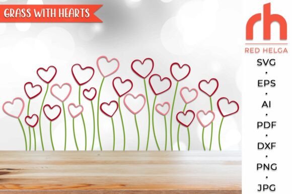 Download Grass with Hearts SVG, Border Hearts DXF - Dxf Collection