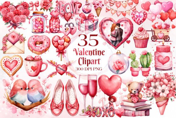 Download Watercolor Valentine Collection Clipart - Valentine collection Collection