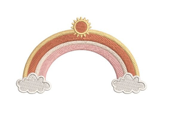 Download Pastel Rainbow with Sun and Clouds Embroidery Design - Rainbow Collection