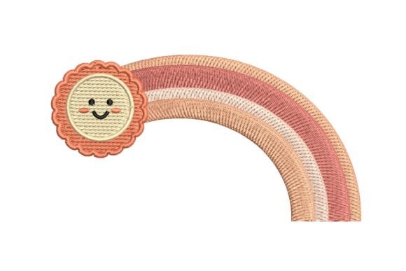 Download Cute Smiling Sun and Pastel Rainbow Embroidery Design - Rainbow Collection