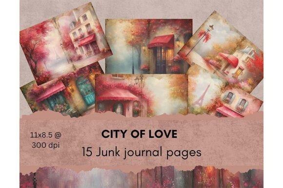 Download City of Love Junk Journal Pages - City of love Collection