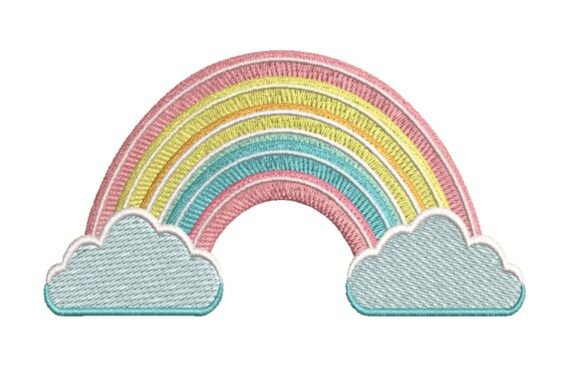 Download Pastel Rainbow Arch with Clouds Embroidery Design - Rainbow Collection